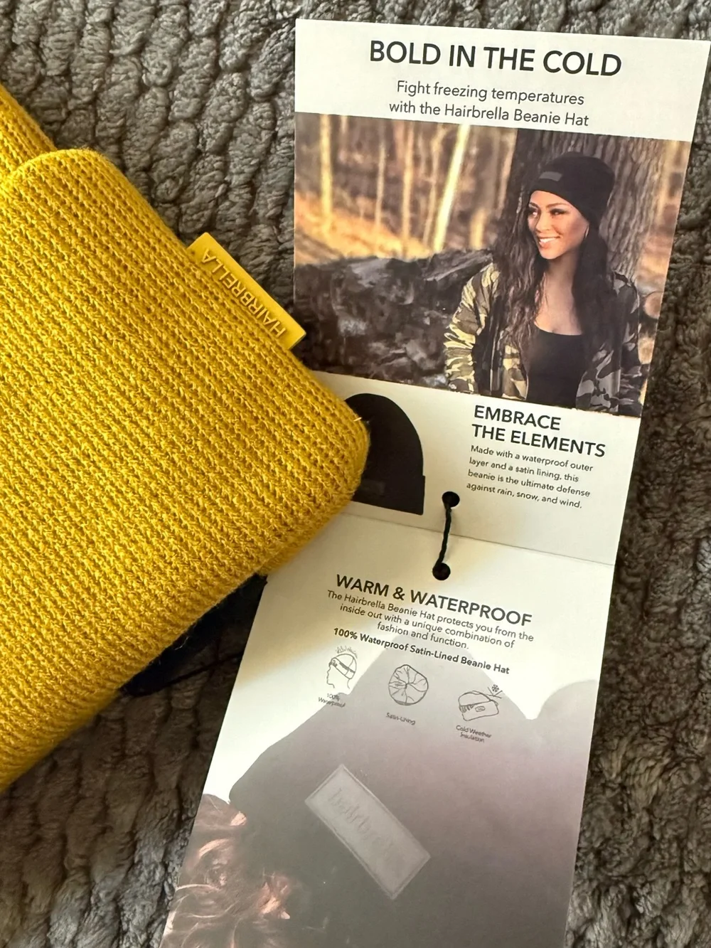 Hairbrella Mustard Yellow Fold-Over Beanie